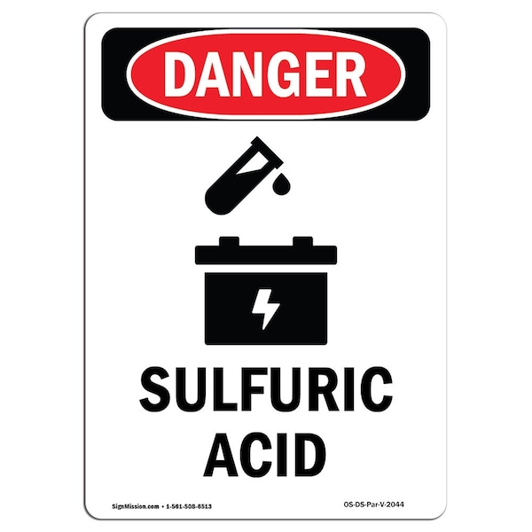 Safety Sign, OSHA Danger, 5" Height, Portrait, D-35-V-2044-10PK